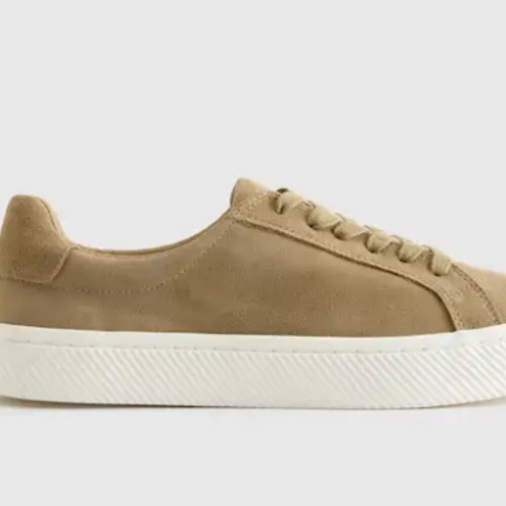 Quince Italian Suede Everyday Sneaker in Toffee size 8.5